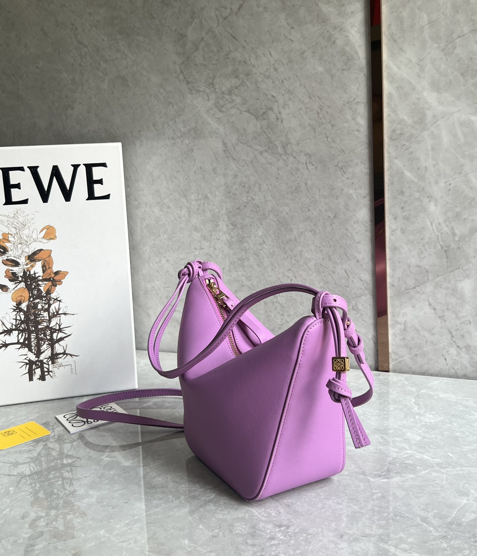 Loewe Mini Hammock Hobo Bag in Classic Calfskin Purple